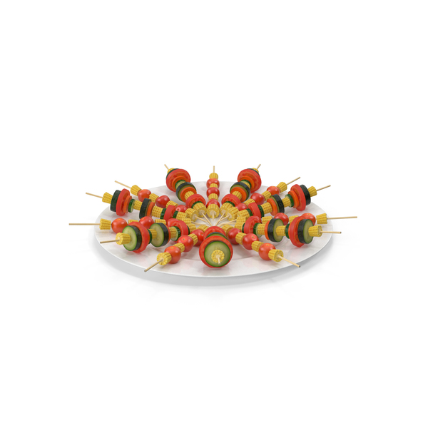 Cherry Tomato: Plate With Vegetables On Skewers PNG & PSD Images