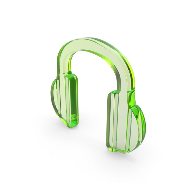 Headphones: Player Icon Glass Green PNG & PSD Images