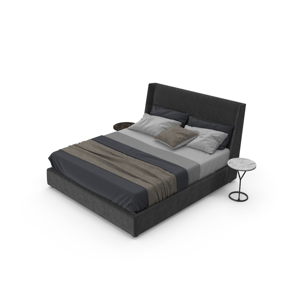 Bedroom Set: Poliform Chloe Bed With Tables Ilda PNG & PSD Images