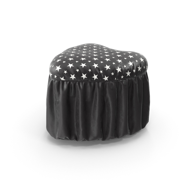 Ottoman: Pouf Heart Black Leather White Stars PNG & PSD Images Ottoman: Pouf Heart Black Leather White Stars PNG & PSD Images