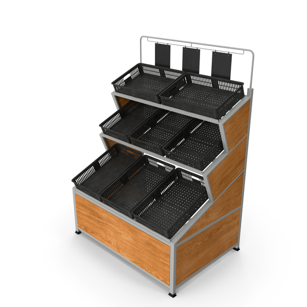 Industrial Equipment: Produce Display Racks Corner Unit Gray PNG & PSD Images