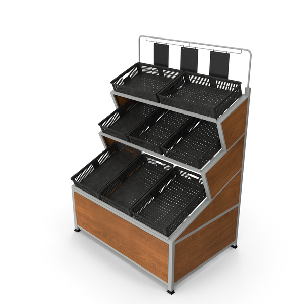 Stand: Produce Display Racks Corner Unit Gray PNG & PSD Images