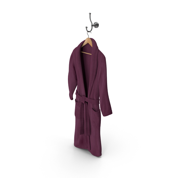 Robe: Purple Bathrobe on Hanger and Hook PNG & PSD Images