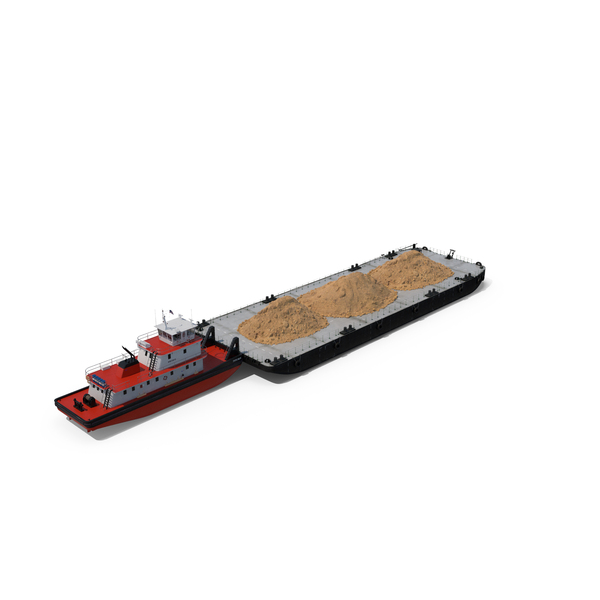 Push Boat Ship and Cargo Barge with Sand PNG & PSD Images Push Boat Ship and Cargo Barge with Sand PNG & PSD Images