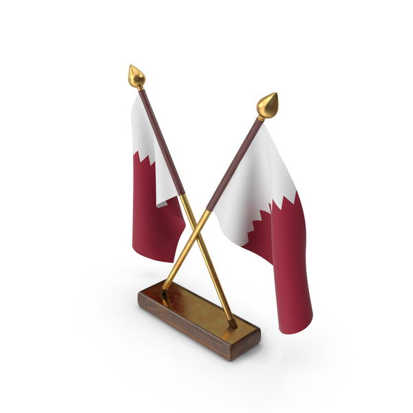 Flag: Qatar Cloth Two Flags Stand PNG & PSD Images
