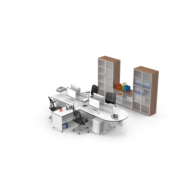 Workstation: Quadruple Desk Set PNG & PSD Images Workstation: Quadruple Desk Set PNG & PSD Images