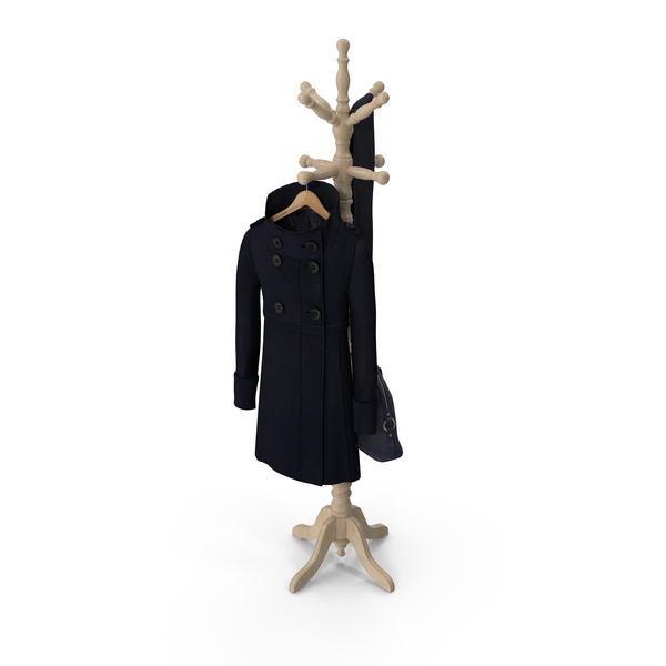 Tree: Rack With Coat On Hanger, Bag and Scarf PNG & PSD Images