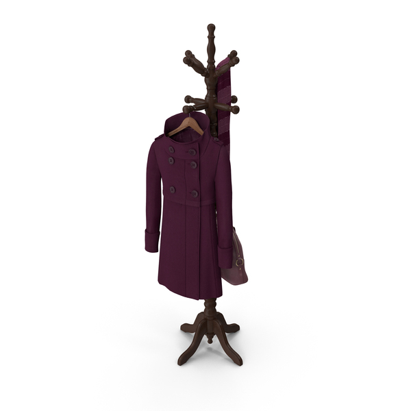 Tree: Rack With Coat On Hanger, Bag and Scarf PNG & PSD Images