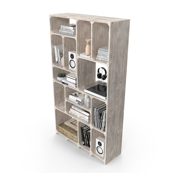 Reclaimed Pine Tall Bookcase PNG & PSD Images