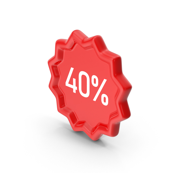 Symbols: Red 40% Discount Icon PNG & PSD Images