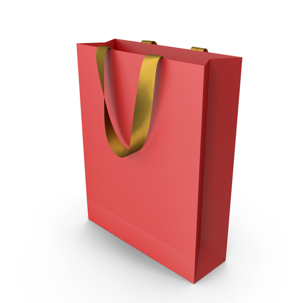 Gift: Red Bag with Gold Ribbon Handles PNG & PSD Images Gift: Red Bag with Gold Ribbon Handles PNG & PSD Images