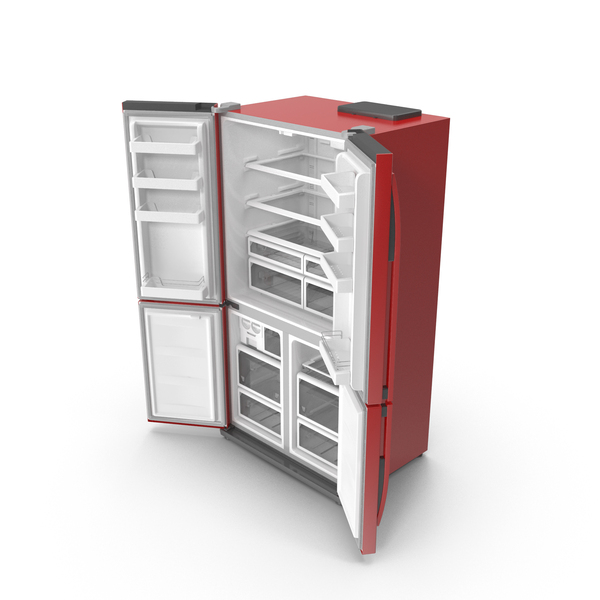 Refrigerator: Red Fridge With Open Doors PNG & PSD Images