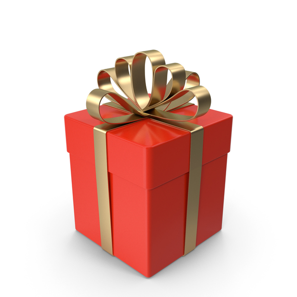 Red Gift Box With Golden Ribbon PNG & PSD Images