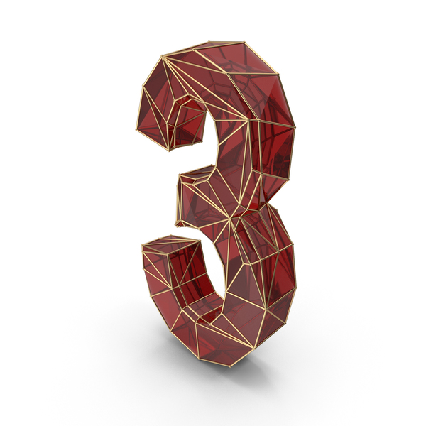 Red Glass Alphabet with Golden Edges Number 3 PNG & PSD Images Red Glass Alphabet with Golden Edges Number 3 PNG & PSD Images