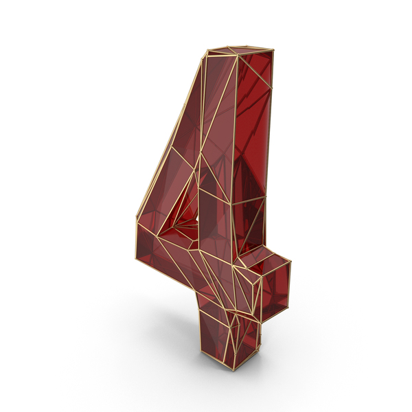 Red Glass Alphabet with Golden Edges Number 4 PNG & PSD Images Red Glass Alphabet with Golden Edges Number 4 PNG & PSD Images