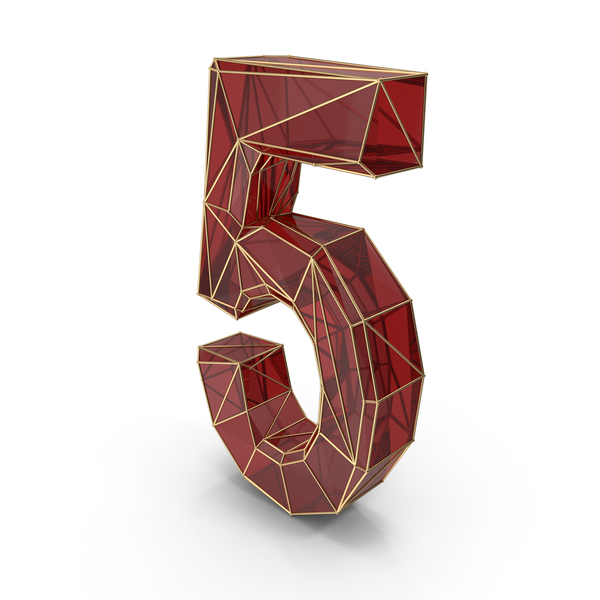 Red Glass Alphabet with Golden Edges Number 5 PNG & PSD Images Red Glass Alphabet with Golden Edges Number 5 PNG & PSD Images