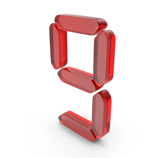 Red Glass Digital Number 9 PNG & PSD Images