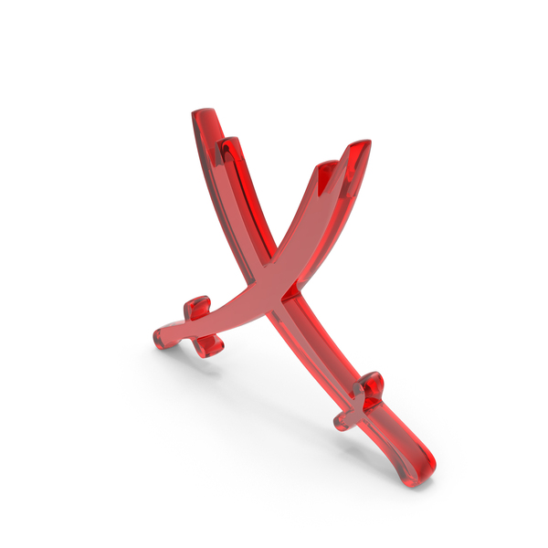 Symbols: Red Glass Double Edged Crossed Swords Icon PNG & PSD Images