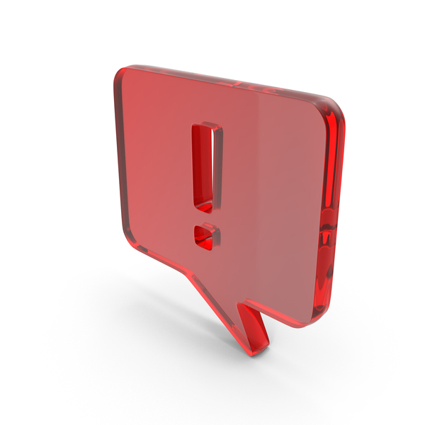 Symbols: Red Glass Exclamation Mark Chat Bubble Symbol PNG & PSD Images