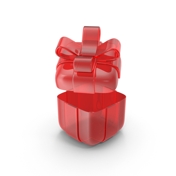 Symbols: Red Glass Open Gift Box Icon PNG & PSD Images