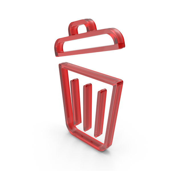 Symbols: Red Glass Open Recycle Bin Symbol PNG & PSD Images