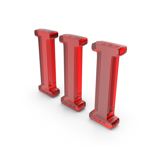 Mathematical Symbols: Red Glass Roman Number III PNG & PSD Images