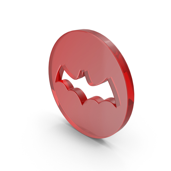 Symbols: Red Glass Round Bat Icon PNG & PSD Images