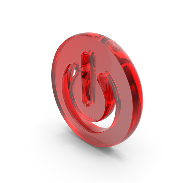 Symbols: Red Glass Round Power Icon PNG & PSD Images