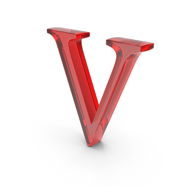 Language: Red Glass Times Roman Capital Alphabet V PNG & PSD Images