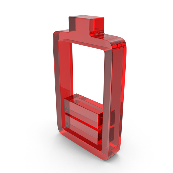 Symbols: Red Glass Two Bars Battery Symbol PNG & PSD Images