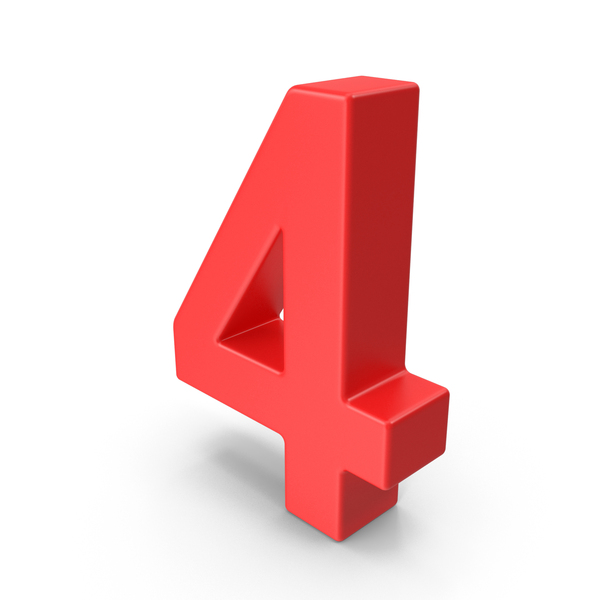 Red Number 4 PNG & PSD Images