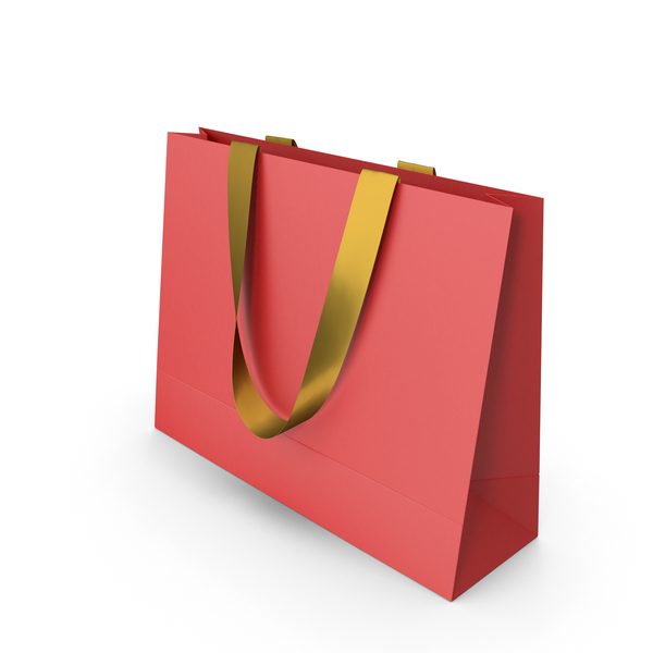 Gift: Red Paper Bag with Gold Handles PNG & PSD Images Gift: Red Paper Bag with Gold Handles PNG & PSD Images