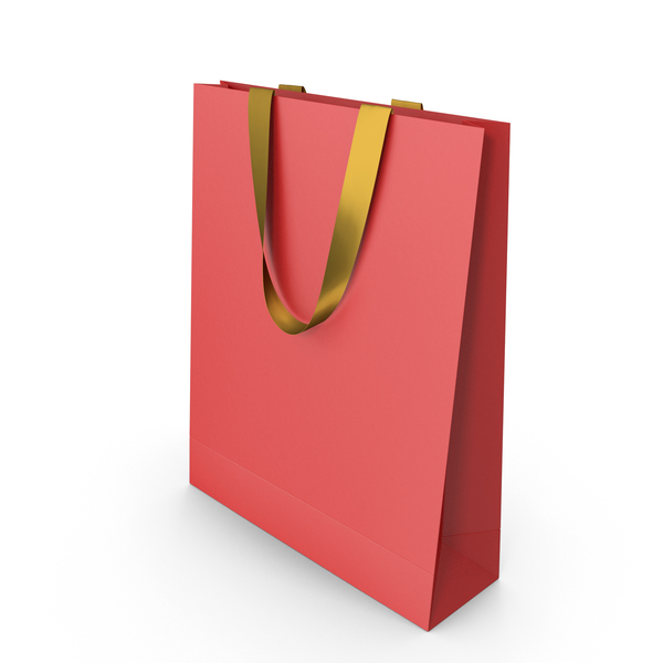 Gift: Red Paper Bag with Gold Handles PNG & PSD Images Gift: Red Paper Bag with Gold Handles PNG & PSD Images