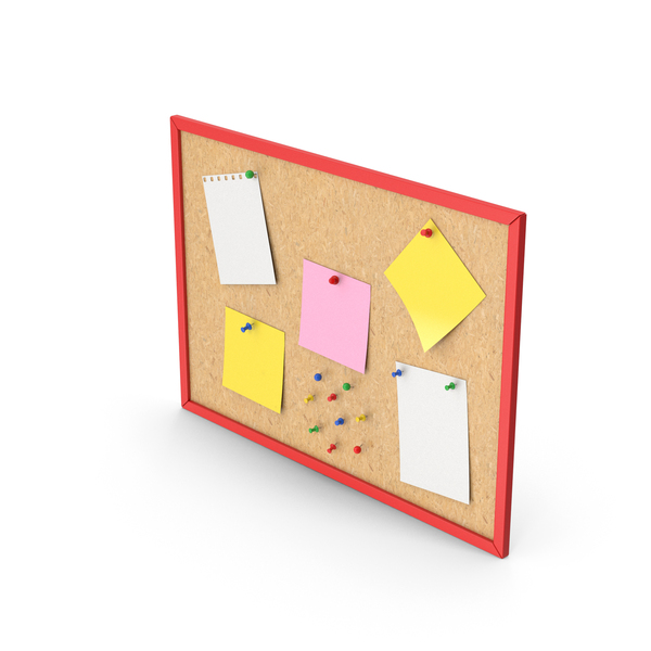 Corkboard: Red Pinboard With Notes PNG & PSD Images