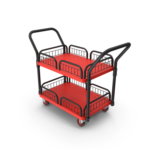 Hotel Cart: Red Plastic Platform Trolley PNG & PSD Images