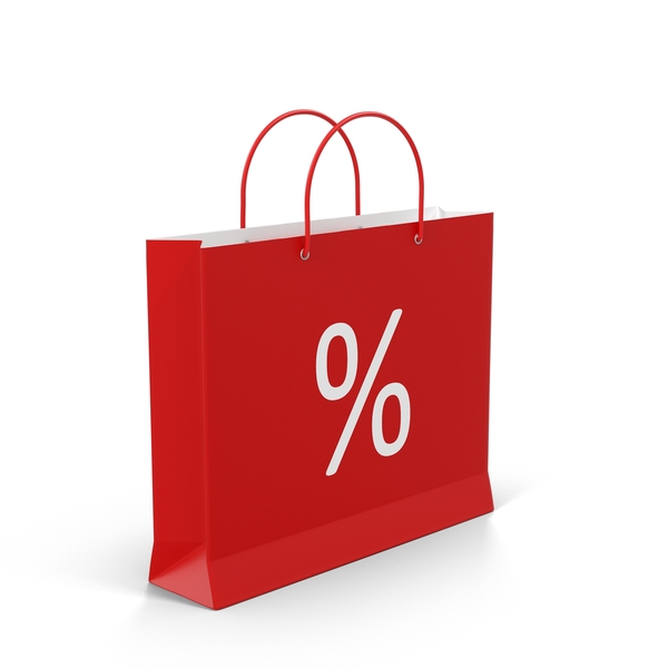 Tote: Red Shopping Bag With Percent Label PNG & PSD Images Tote: Red Shopping Bag With Percent Label PNG & PSD Images