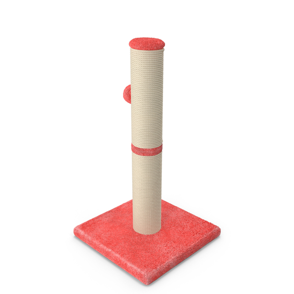 Tree: Red Sisal Rope Cat Scratching Post with Ball PNG & PSD Images