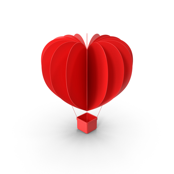 Balloons: Red Valentine's Hot Air Balloon PNG & PSD Images