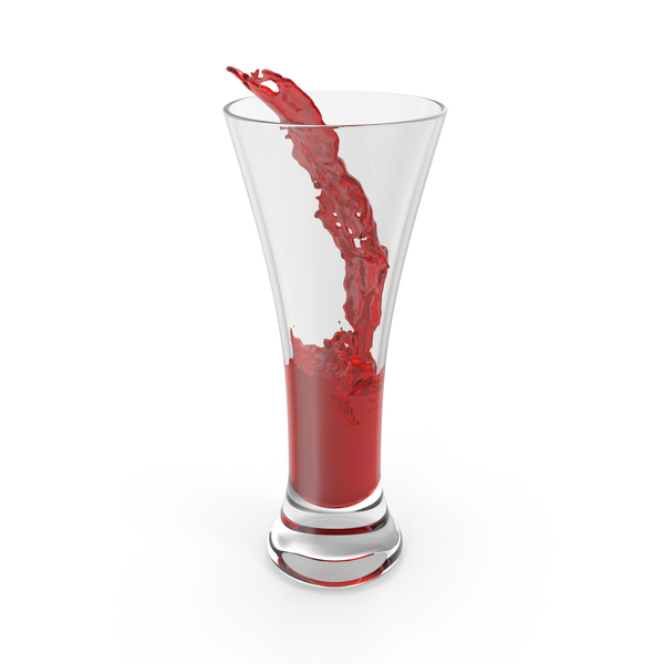 Glassware: Red Water Pours into Glass PNG & PSD Images