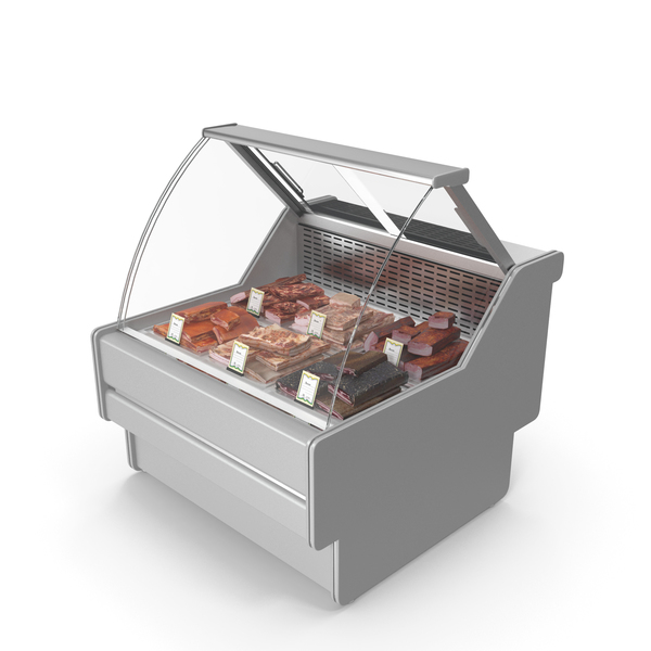 Refrigerator Display: Refrigerated Showcase with Bacon Meat PNG & PSD Images Refrigerator Display: Refrigerated Showcase with Bacon Meat PNG & PSD Images