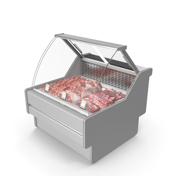 Refrigerator Display: Refrigerated Showcase with Meat PNG & PSD Images Refrigerator Display: Refrigerated Showcase with Meat PNG & PSD Images