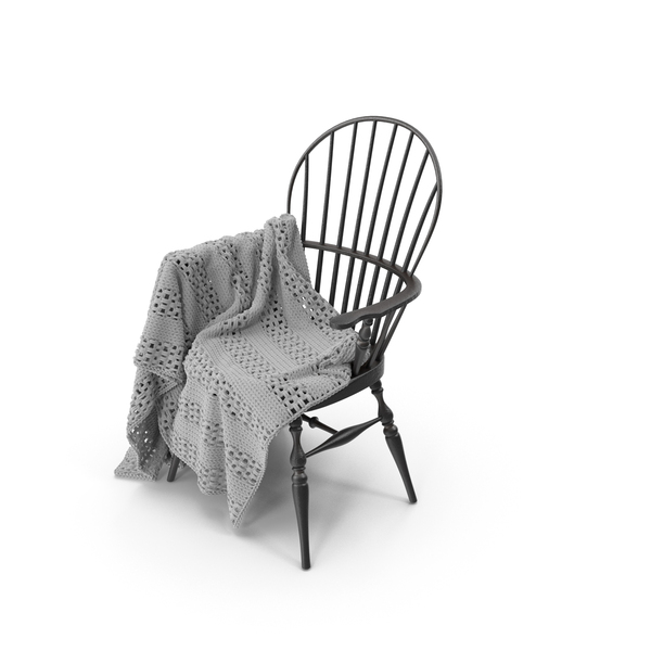 Retro Chair With Knitted Blanket PNG & PSD Images