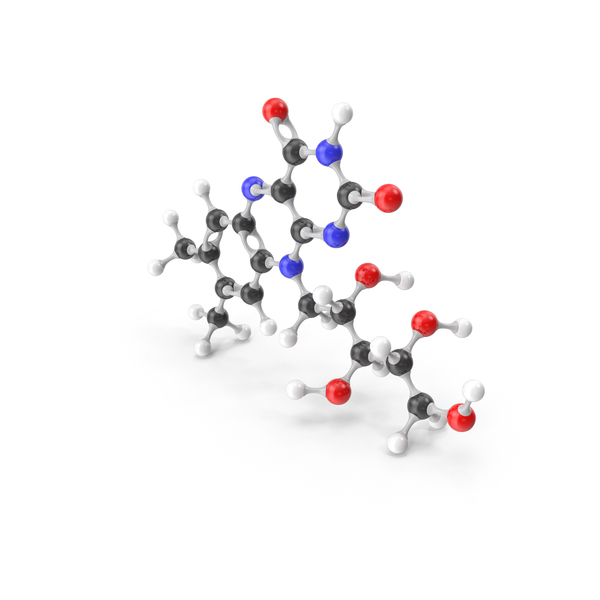 Molecule: Riboflavin (Vitamin B2) Molecular Model PNG & PSD Images