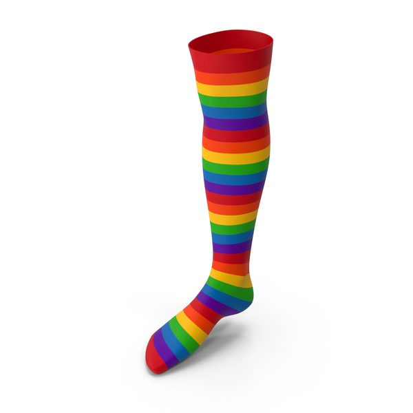 Socks: Right Rainbow Striped Sock PNG & PSD Images
