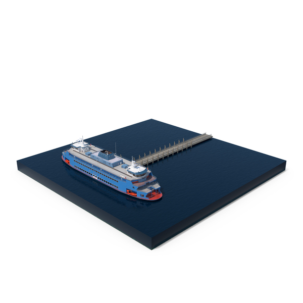 River Passenger Ferry With Boat Pier PNG & PSD Images