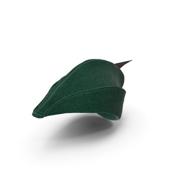 Robin Hood Cap with Feather Green PNG & PSD Images
