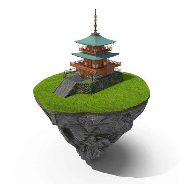 Terrain: Rock Round Cross Section with Temple Fur PNG & PSD Images