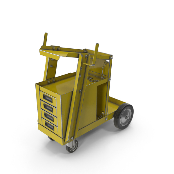 Roller Cabinet: Rolling Welding Cart with Drawers Yellow Used PNG & PSD Images