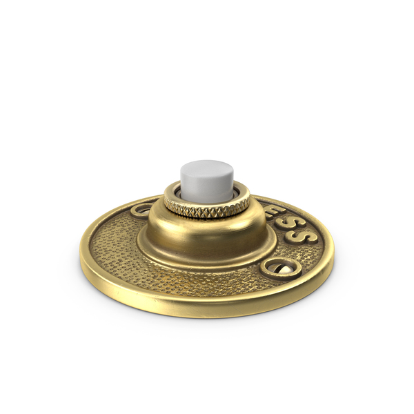 Doorbell: Round Brass Door Buzzer Button Gold PNG & PSD Images