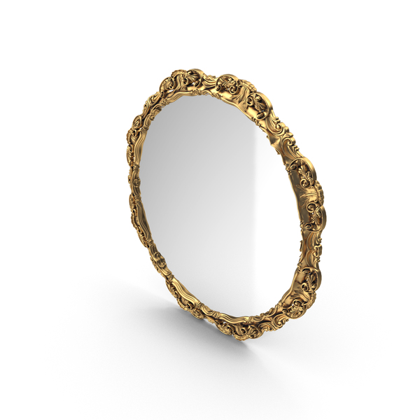 Wall: Round Mirror Golden PNG & PSD Images